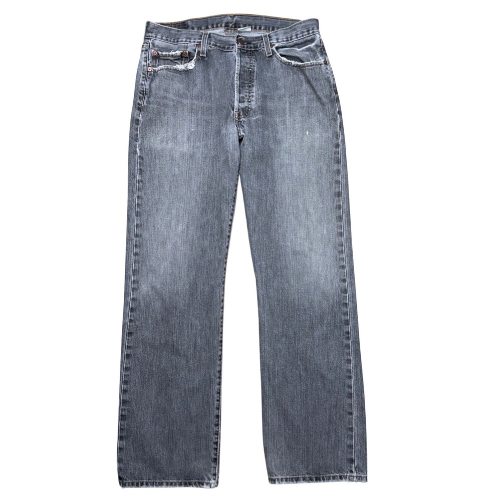 Levis 501 Original Straight Leg Jeans Gray Faded Grunge Streetwear 34x31